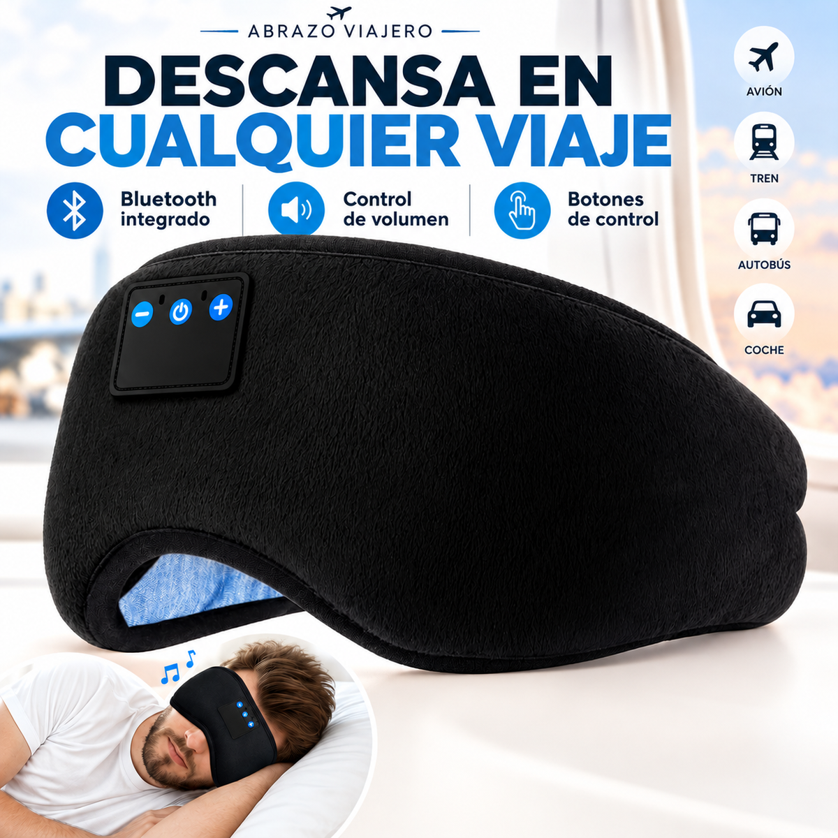 Abrazo Viajero® Máscara de Sueño 3D